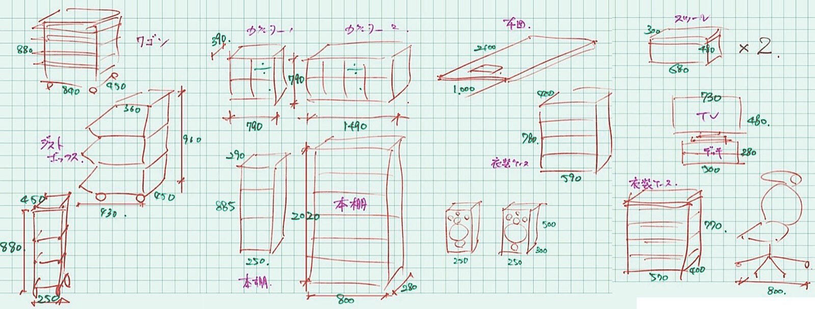 採寸での裏付け② プロによる家具の実測